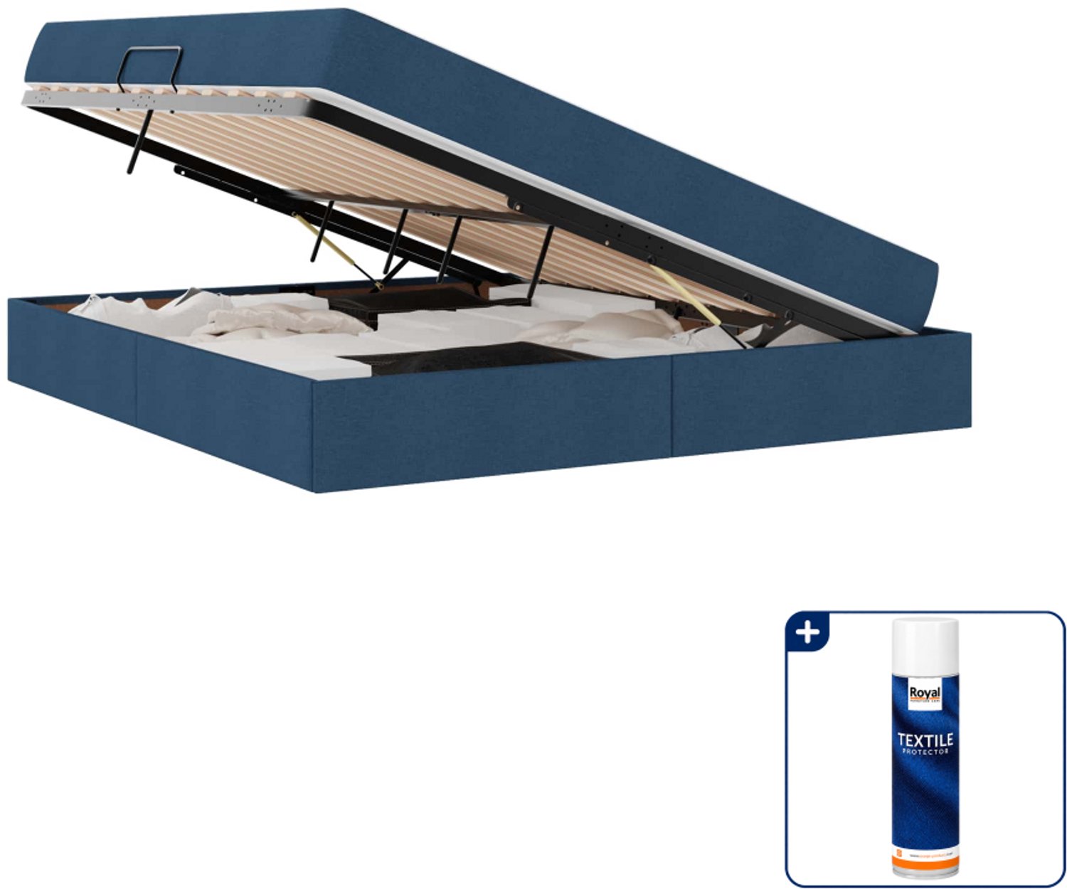 vidaXL opbergbed - Queensize - 160 x 200 cm - blauw - Inclusief textielbeschermer 500 ml Bruin