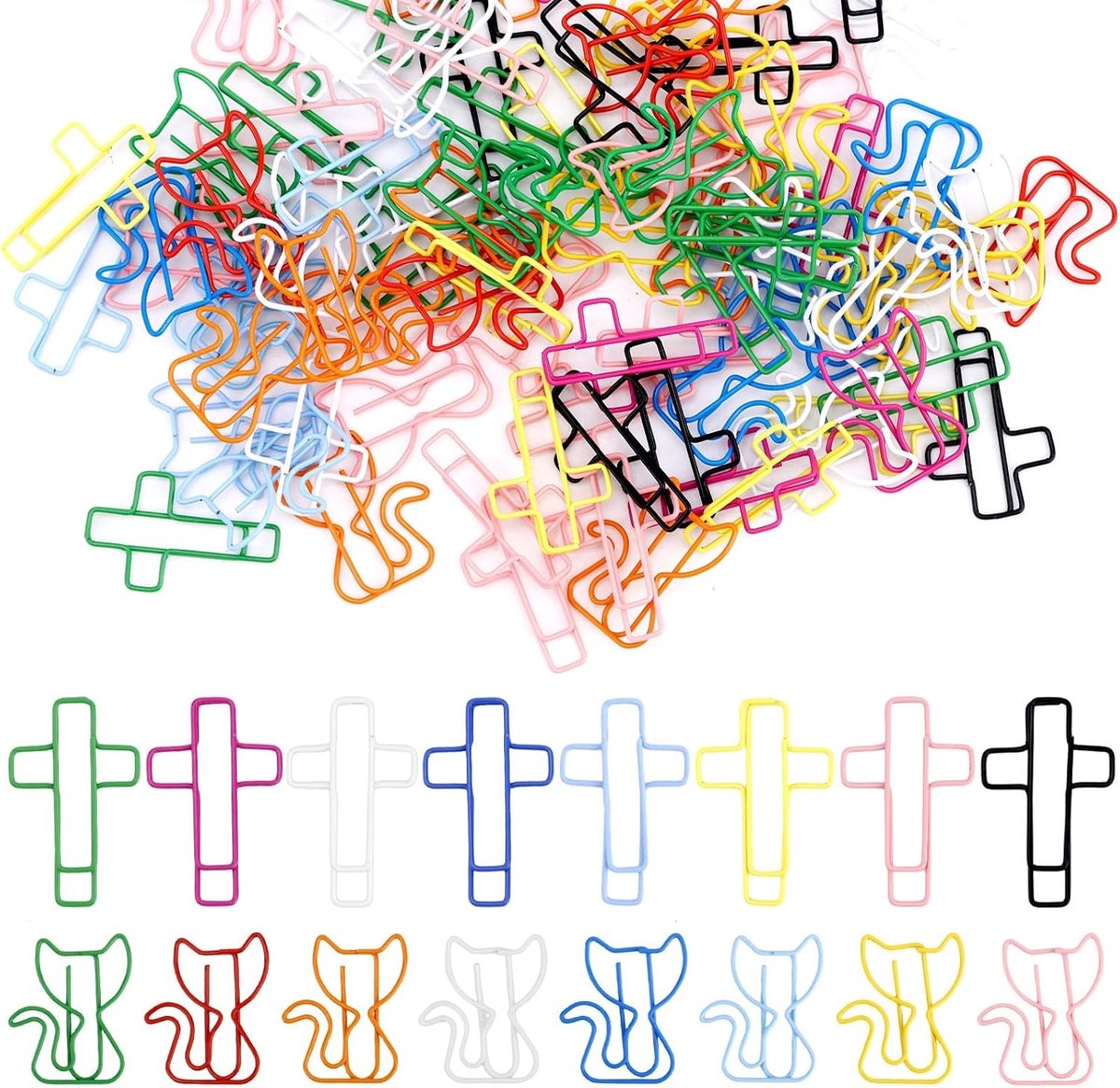 Kleurrijke Paperclips - Kleurrijk - - Paperclips in Kat- en Kruisvorm - Voor Bijbelstudie en Organisatie