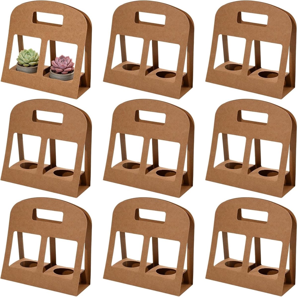 20 Stuks Wikkelzakken voor Succulenten met Dank U Tags, Dubbele Vierkante Venster Geschenkdozen voor Kleine Planten, Perfect voor Bruiloften en Feesten