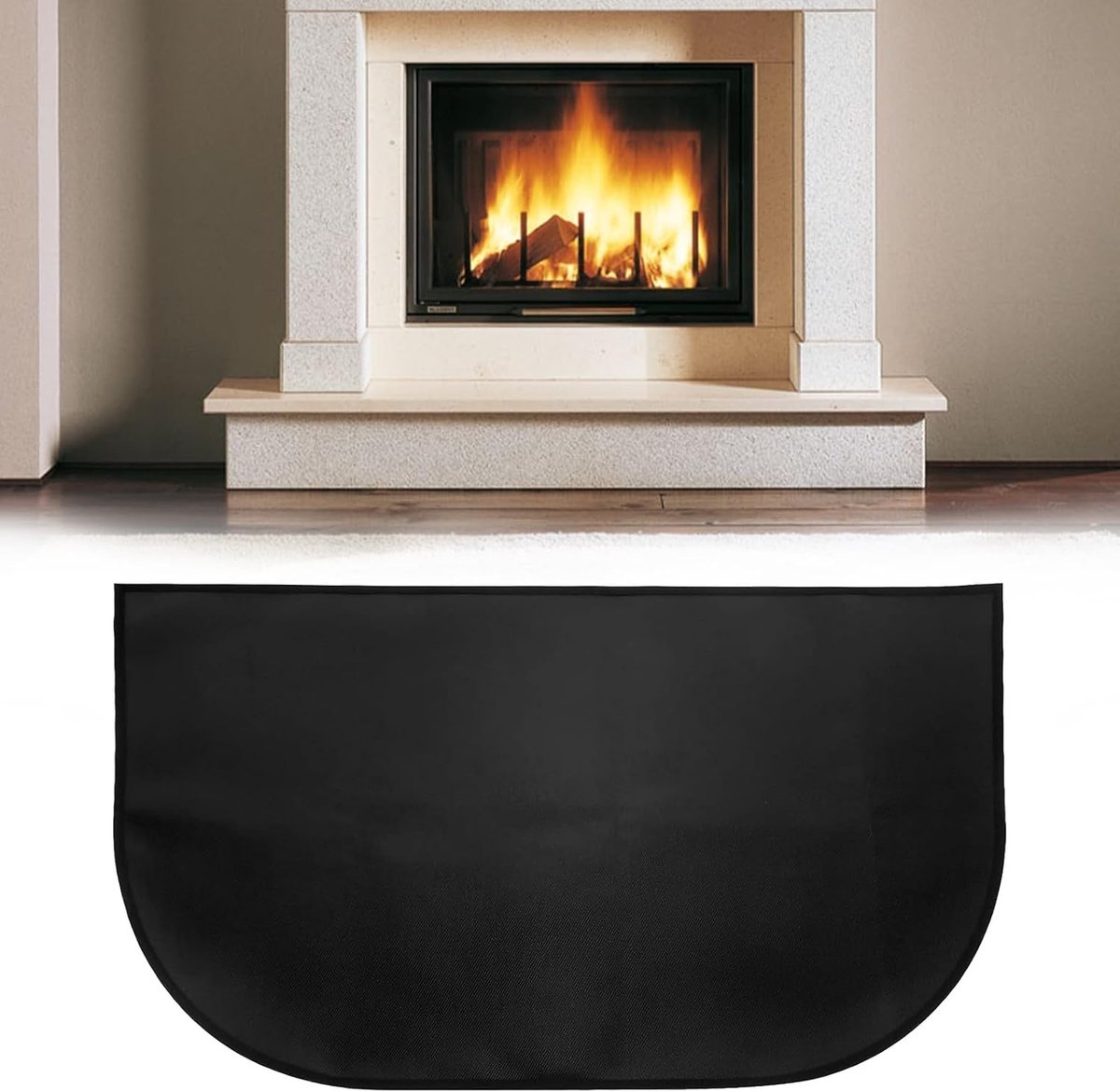 Vuurvast Haardtapijt - Zwart - 102 x 50 cm - Vuurvaste Vloermat met Antislip Onderzijde - Voor Open Haarden en Barbecues