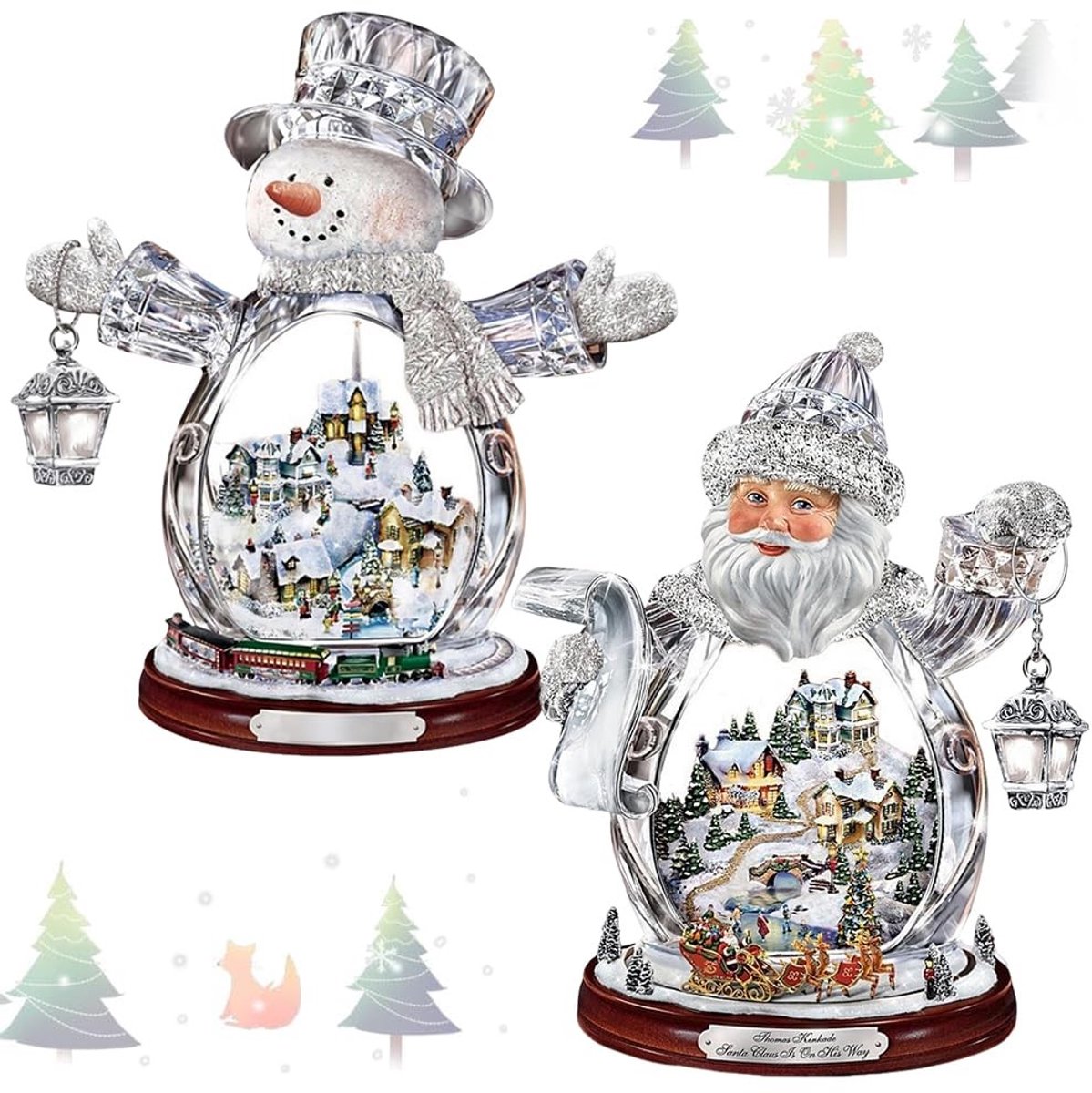 Elzusha - Set van 2 Hangende Kerstdecoraties - Handgemaakte Sneeuwman van Acryl - 8 cm