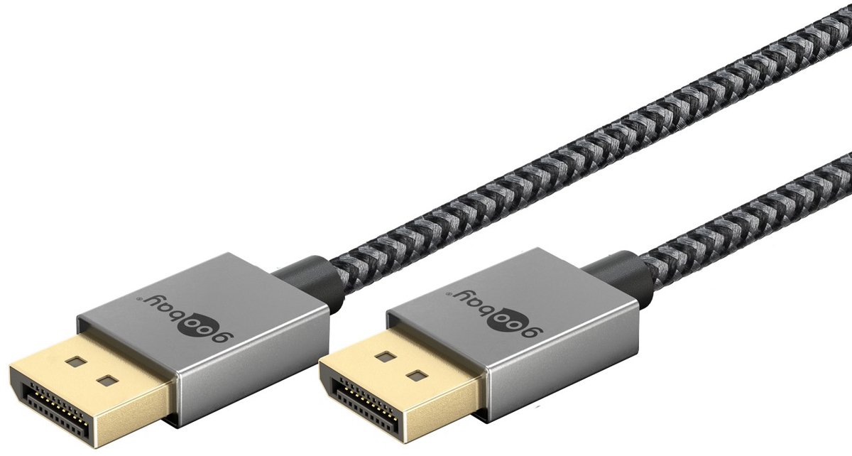Goobay DisplayPort-kabel 2.0/2.1 Slim, 40 Gbit/s (4K/60 Hz), 1 m, zwart