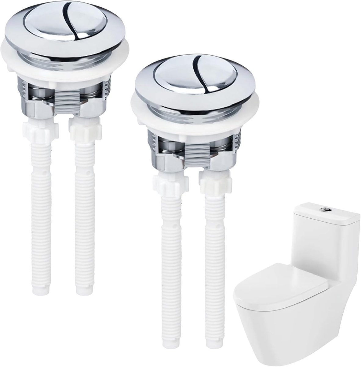 2 stuks toilet-spoelknoppen 38 mm, dubbele vervangende spoelknop, universele drukknoppen voor toiletreservoirs, wc-spoelknoppen