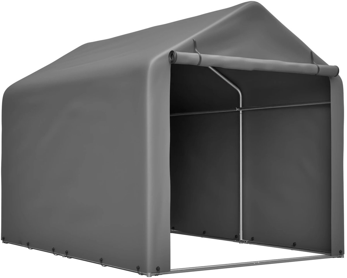 Prime Home Fietsenstalling - Fietsberging - Fietsenstalling voortuin - Opslagtent - Buitenberging - Fietsenstalling Voor In De Tuin - Fietsenberging Tuinkast - Waterdicht Pe - Stalen frame - UV-bestendig - Grijs - 160 × 220 × 165cm