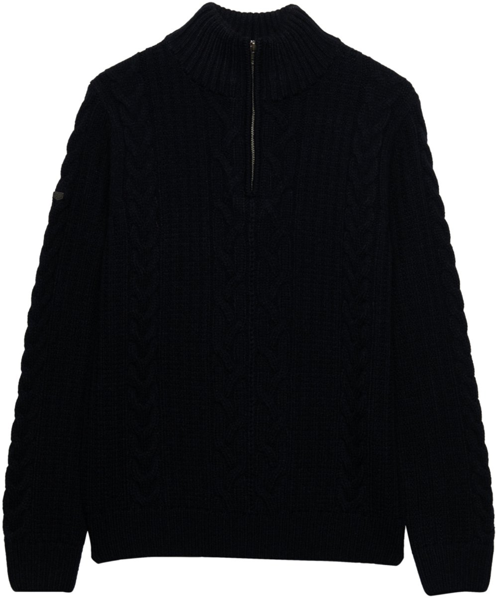 Superdry Trui Jacob Cable Half Zip Knit M6110770a 98t Eclipse Mannen Blauw