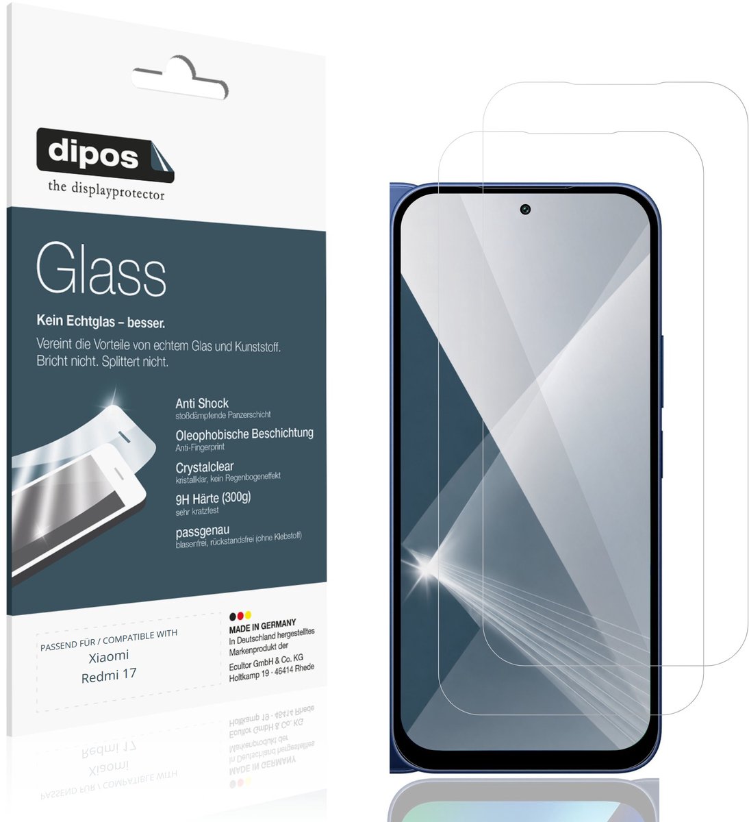 dipos – 2x Pantserfolie geschikt voor Xiaomi Redmi 17 | 9H Screenprotector