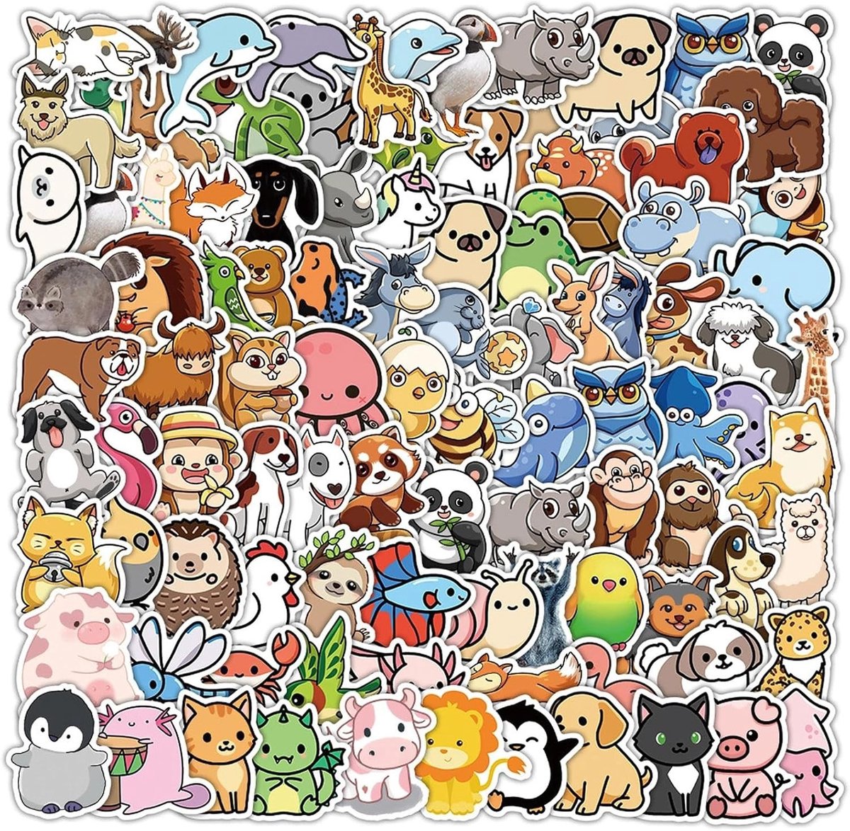 Kawaii-stickers voor kinderen - 100 schattige dierenstickers voor scrapbooking, laptop, knutselen en meer, ideaal voor jongens en meisjes van 3 jaar en ouder