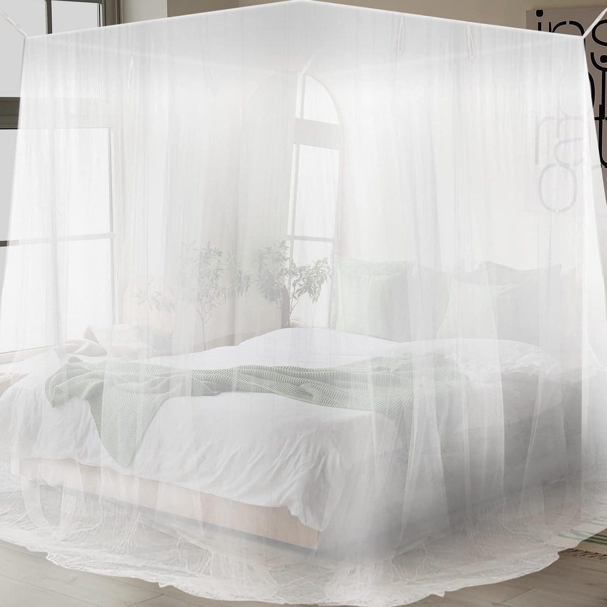 Grote Muggennet voor Tweepersoonsbed, Draagbare Mosquitonet voor Buiten en Camping, Ideaal voor Bescherming tegen Insecten 200 x 210 x 220 cm (Wit)