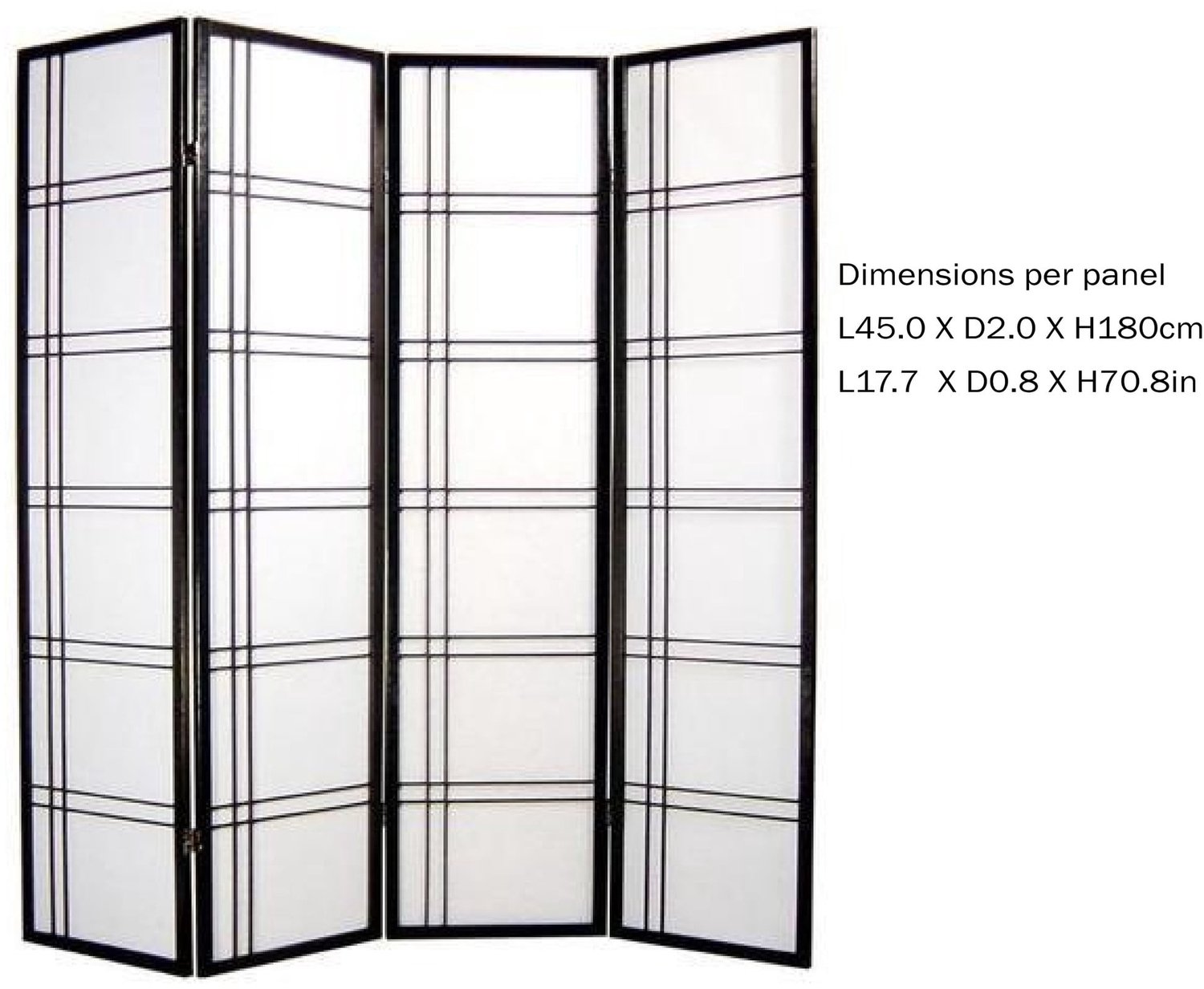 Fine Asianliving Japanse Kamerscherm B180xH180cm 4 Panelen Shoji Rijstpapier Zwart - Double Cross