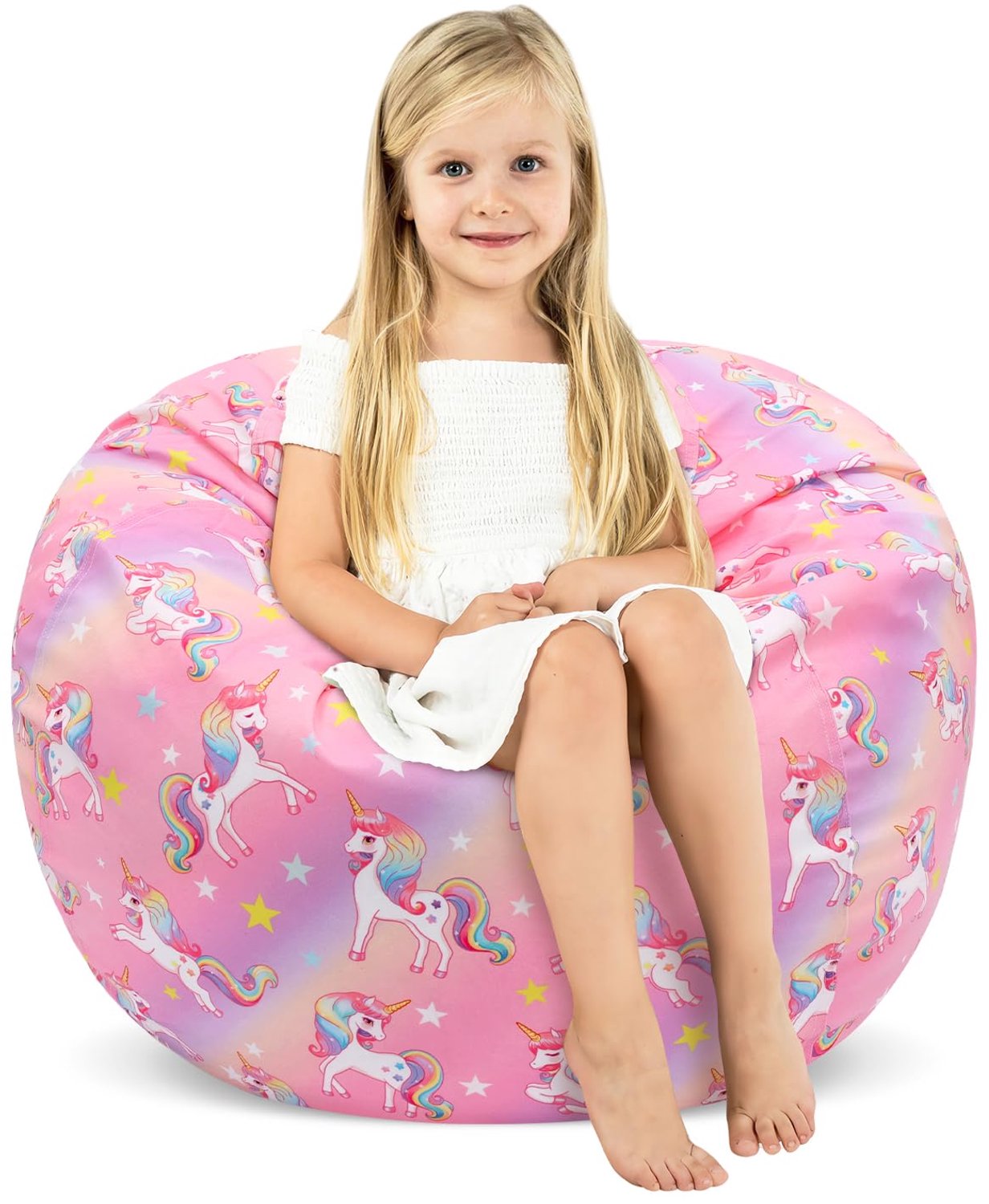 Zitzakhoes voor Kinderen - 81x81cm - Cartoon Eenhoorn Design (Exclusief Vulling)