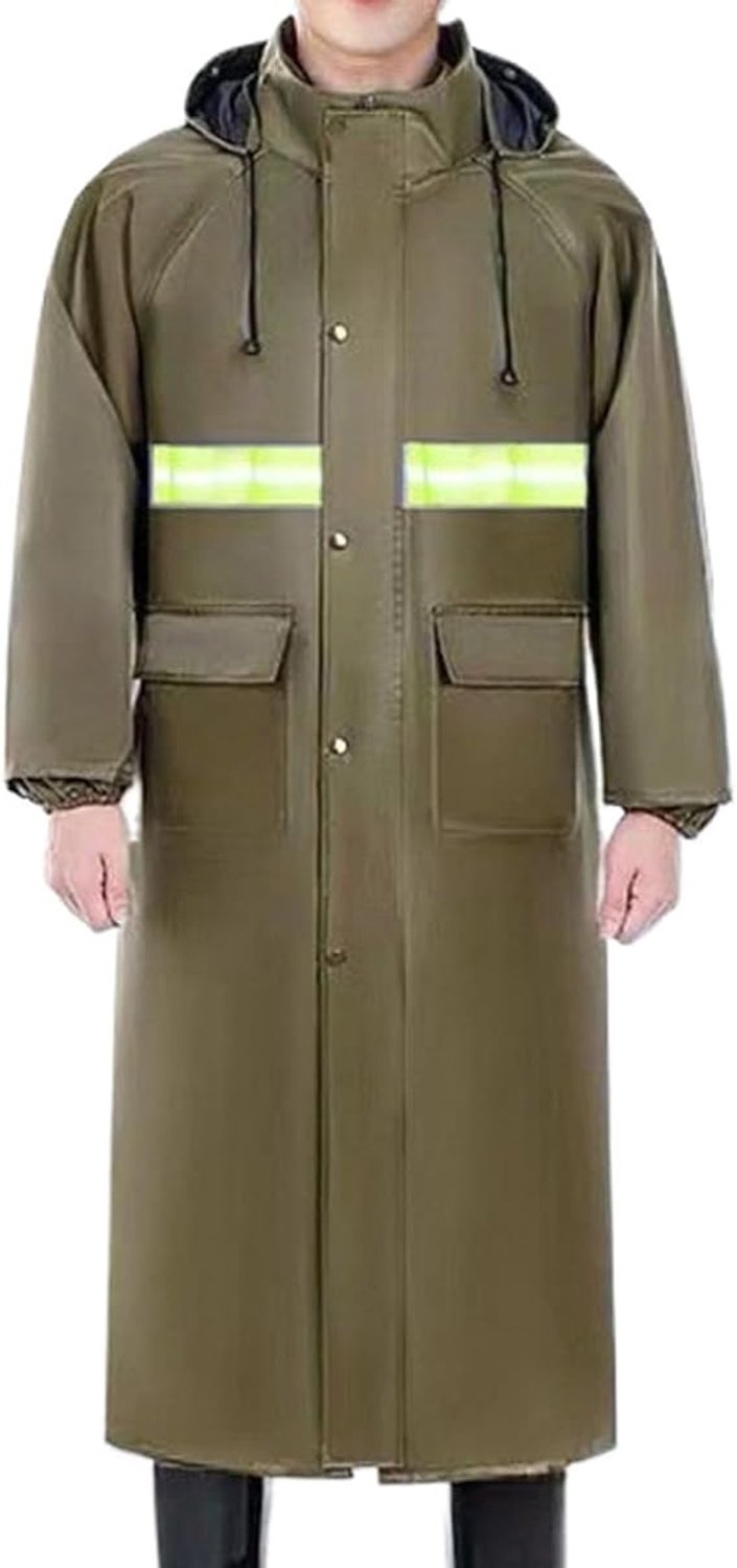 Lange regenjas voor volwassenen (mannen en vrouwen) met capuchon, reflecterende strepen, waterdichte regenponcho voor noodgevallen.