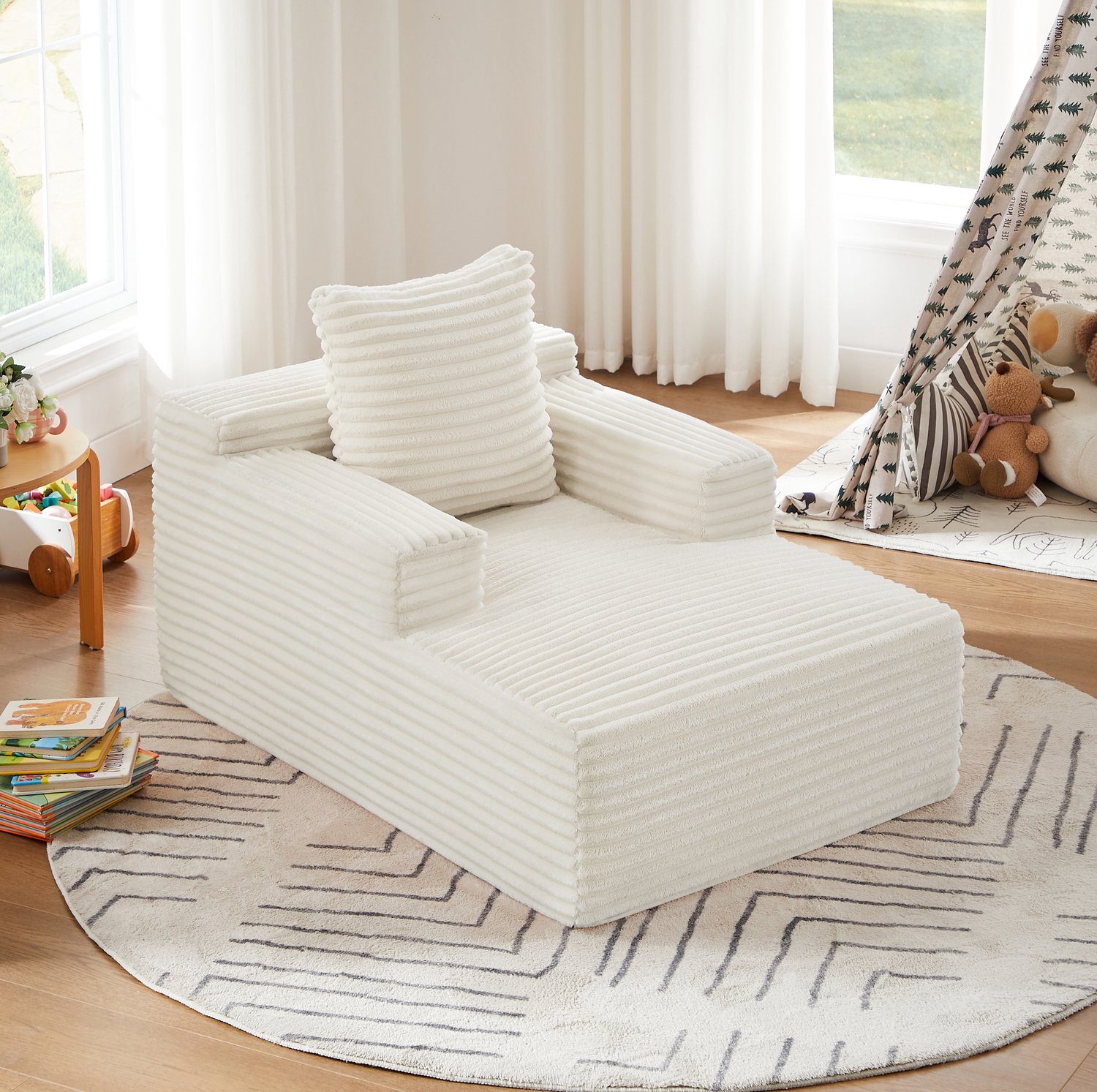 CHICFURN Chaise longue - Zonder montage - 1-zits - Beige