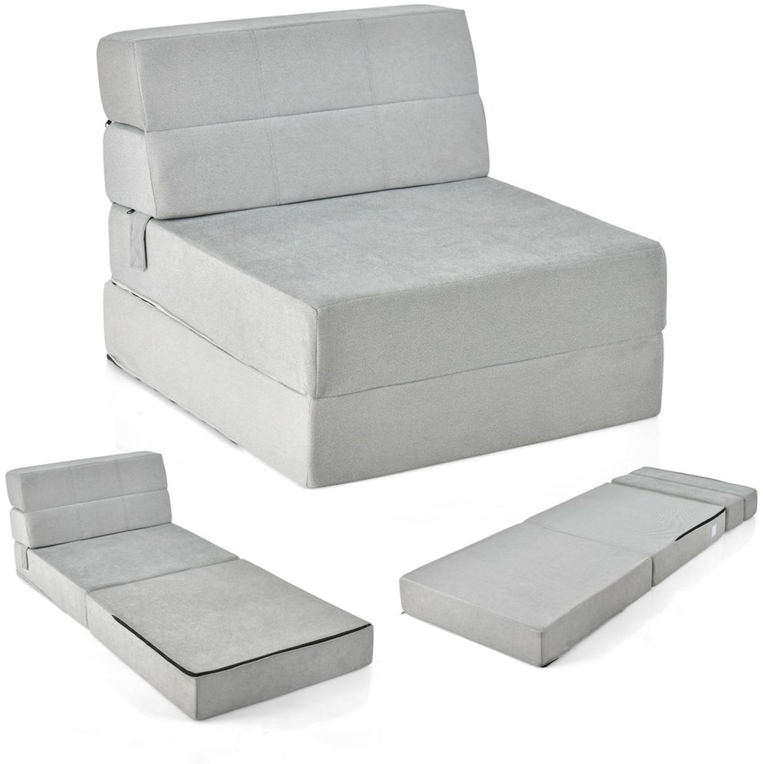 3-in-1 Vouwbank met Matras, 190 x 71 x 15 cm, Grijs