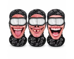 VHV-Grappige Bivakmuts 3 Stuks - Zwarte 3D Balaclava Skimaskers met Fleece Voering - Rekbaar Nylon en Spandex - One Size - Voor Halloween, Carnaval & Festivals - 19 x 28 x 2 cm
