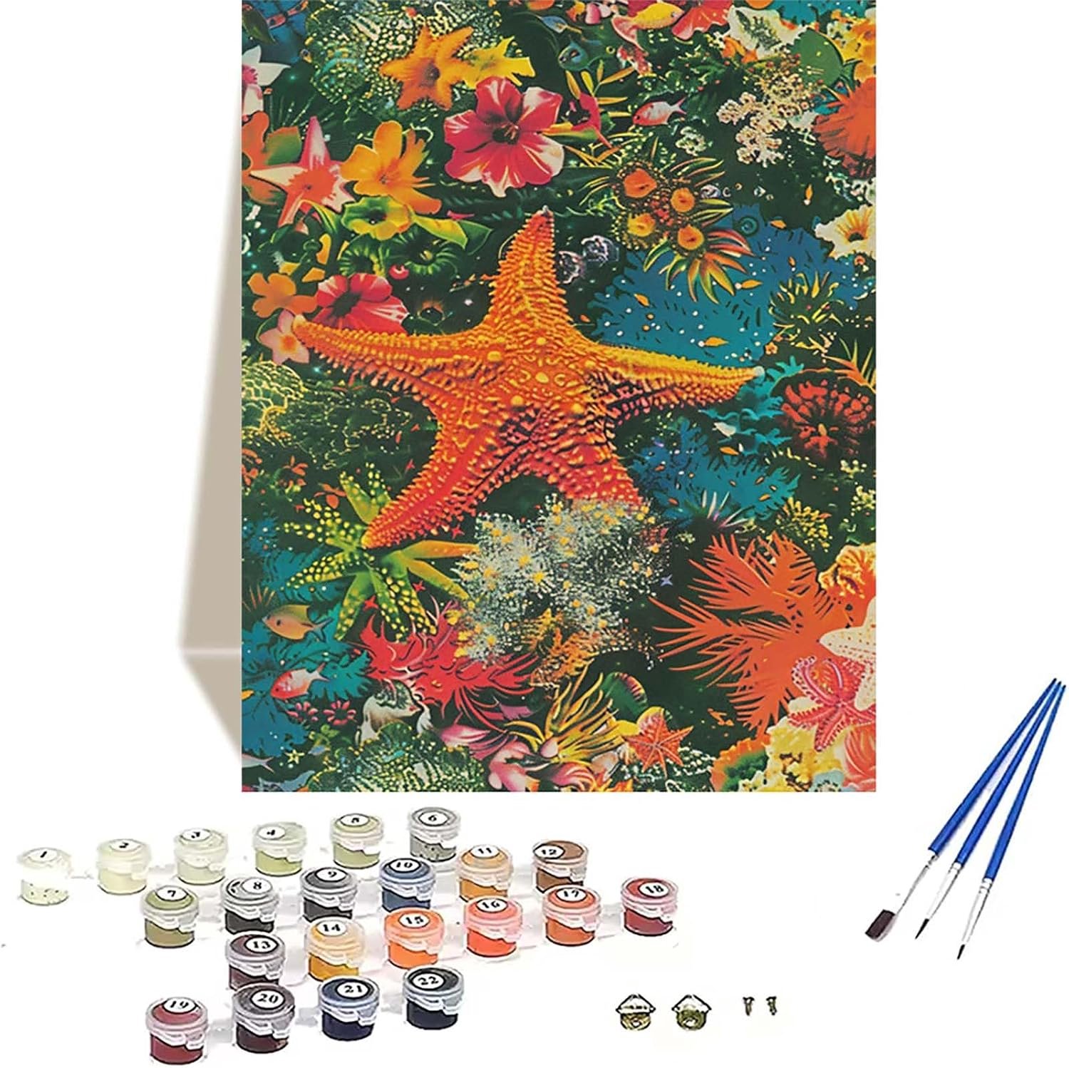 Verf op nummer voor volwassenen - zeester - acrylverf voor kinderen - eenvoudig DIY schilderen op canvas - ServiceTopper