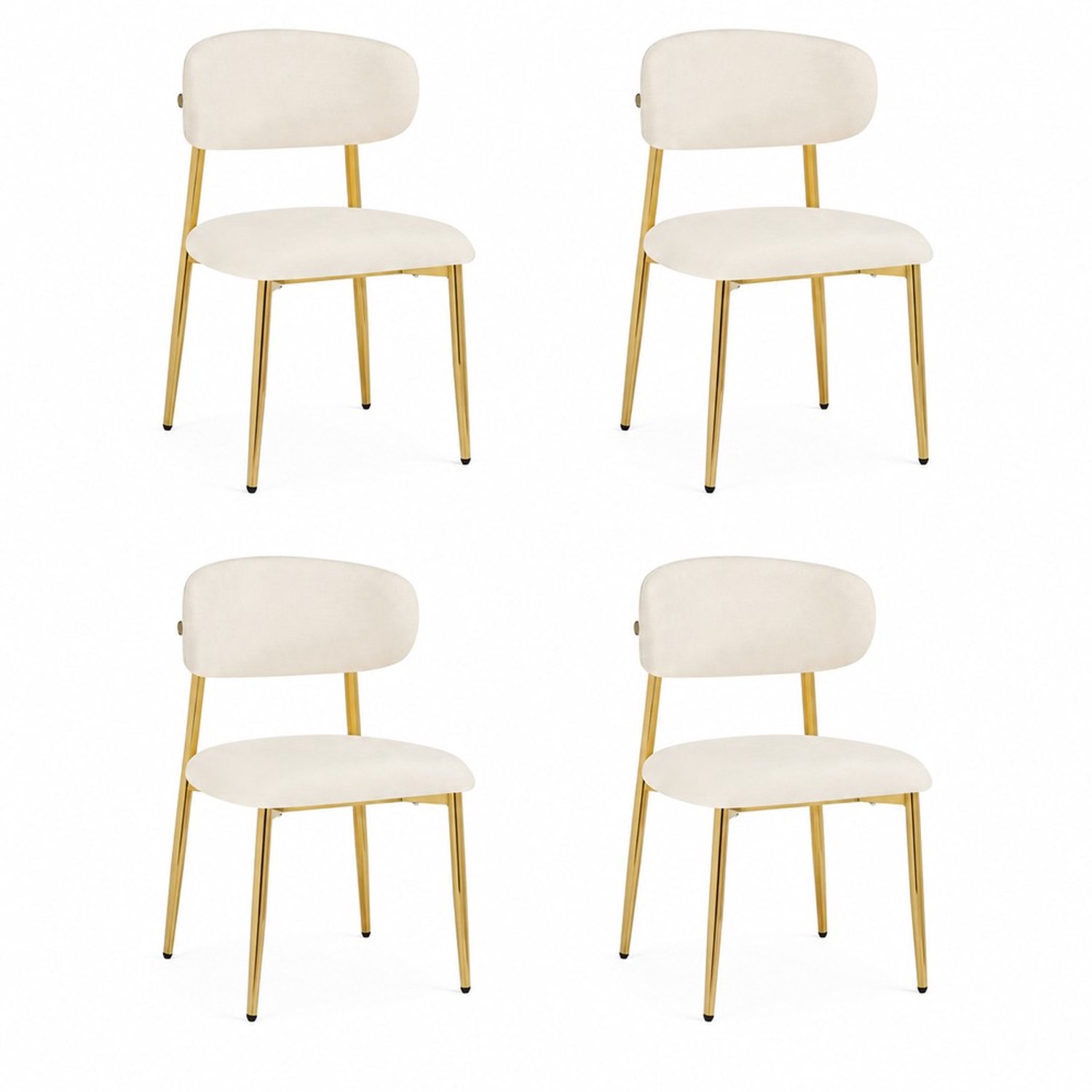 KOMHTOM 4 stuks moderne eetkamerstoelen, gestoffeerde stoelen met hoogteverstelling, goudkleurig frame, draagvermogen tot 125 kg, voor eetkamer en keuken (wit)