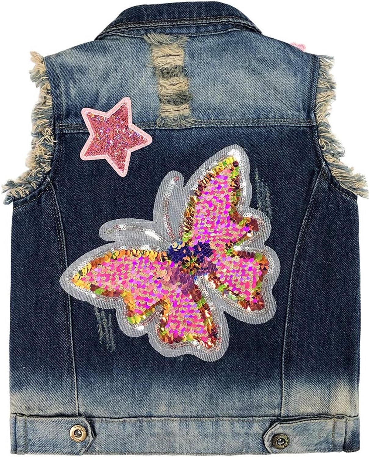 Jeansjasje met pailletjes voor meisjes 4-10 jaar