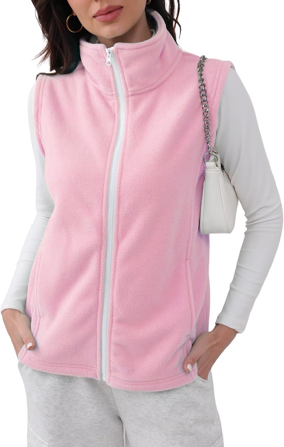 Dames vest met rits en zakken