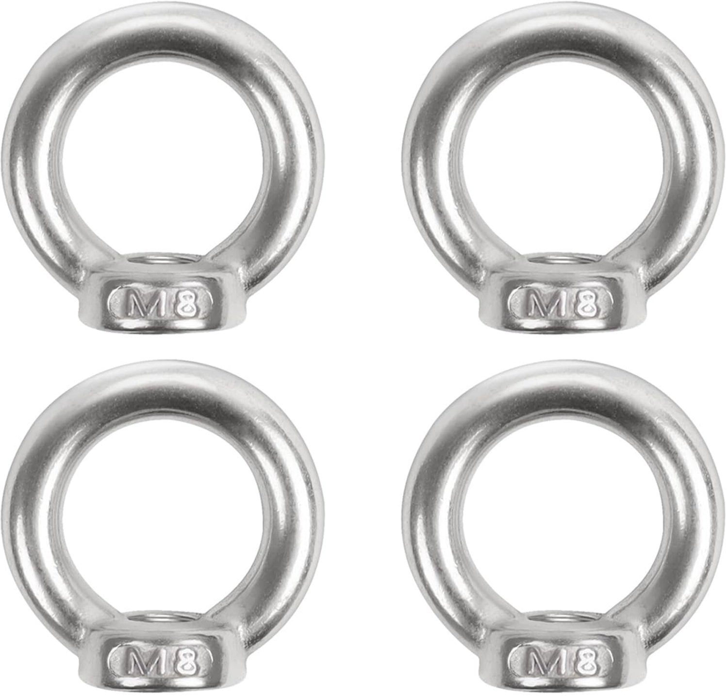 4x Ringmoeren M8, RVS, voor ophangingen