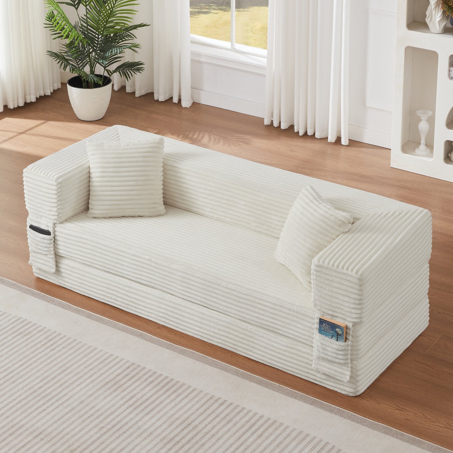 CHICFURN Slaapbank - Omvormbaar tot bed - 3-zits - Wit