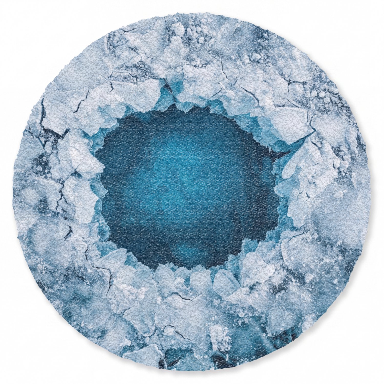 Deurmat rond 90x90 cm - Droogloopmat Ijs - Blauw - Natuur - Mat voor binnen - Schoonloopmat - Ronde deurmatten met print - Inloopmat