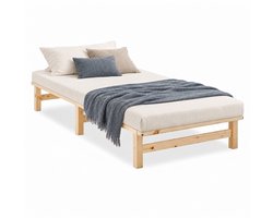 Homestyle4u Palletbed 90x200 cm - Massief houten bed - Natuur