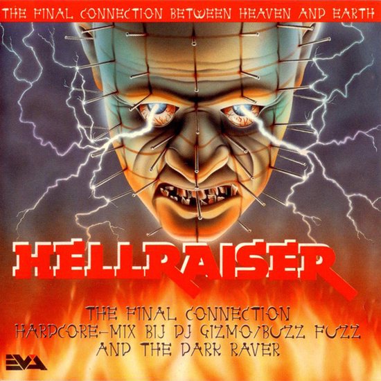 Cover van Hellraiser met een gespijkerd hoofd, bliksem, vlammen en tekst: The Final Connection.