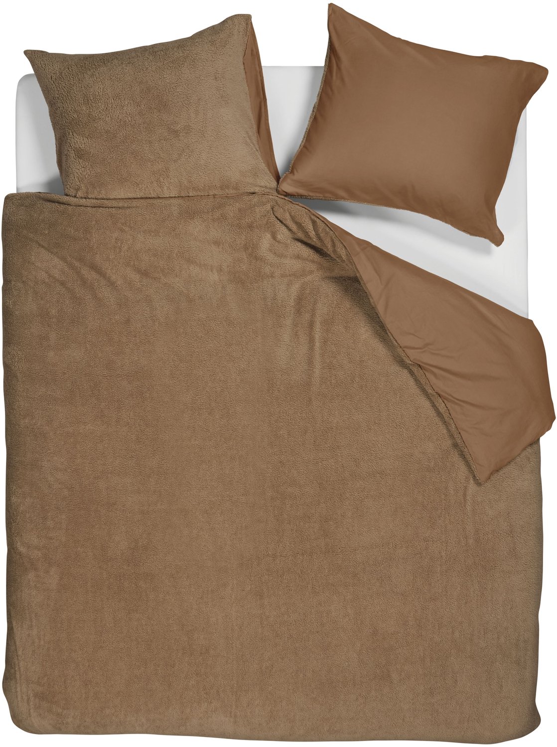 Ambiante Plush dekbedovertrek - Tweepersoons - 200 x 200/220 cm - Bruin