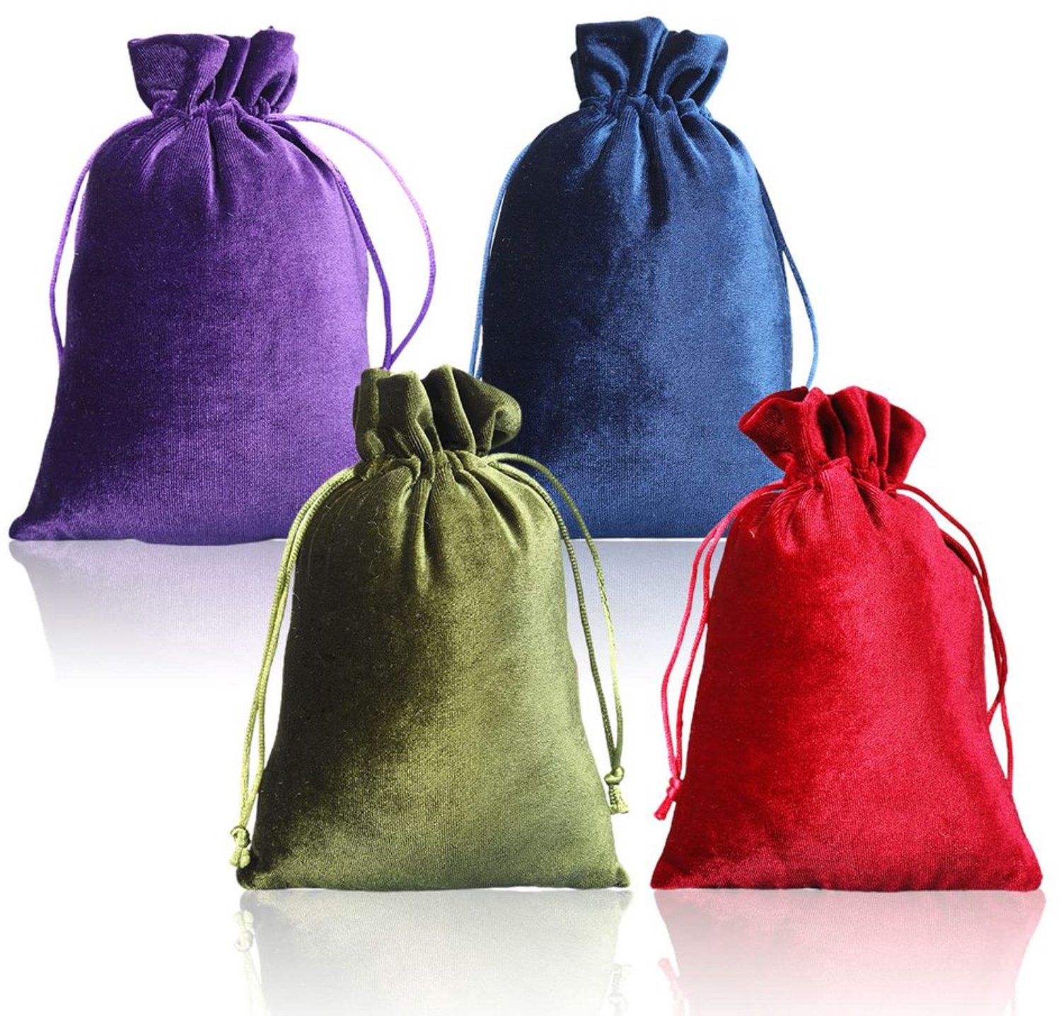 4 Stuks Zachte Fluwelen Cadeautassen - Herbruikbare Pouches 13x20cm