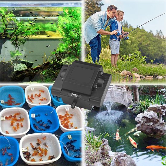 30W aquarium luchtpomp met 4 uitgangen: regelbare vijverbeluchter, instelbare krachtige beluchtingspomp krachtige stille zuurstofpomp vijverventilatie, tot 1800 l/u — afbeelding 5