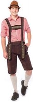 Partychimp Voordelige Lange Lederhose voor heren Oktoberfest - Maat XL - Donkerbruin