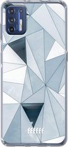 6F hoesje - geschikt voor Motorola Moto G9 Plus -  Transparant TPU Case - Mirrored Polygon #ffffff