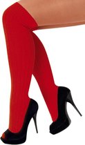 Lange sokken rood gebreid UNISEX - heren dames kniekousen rode kousen voetbalsokken