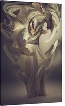 Vrouw in witte jurk - Foto op Canvas - 100 x 150 cm