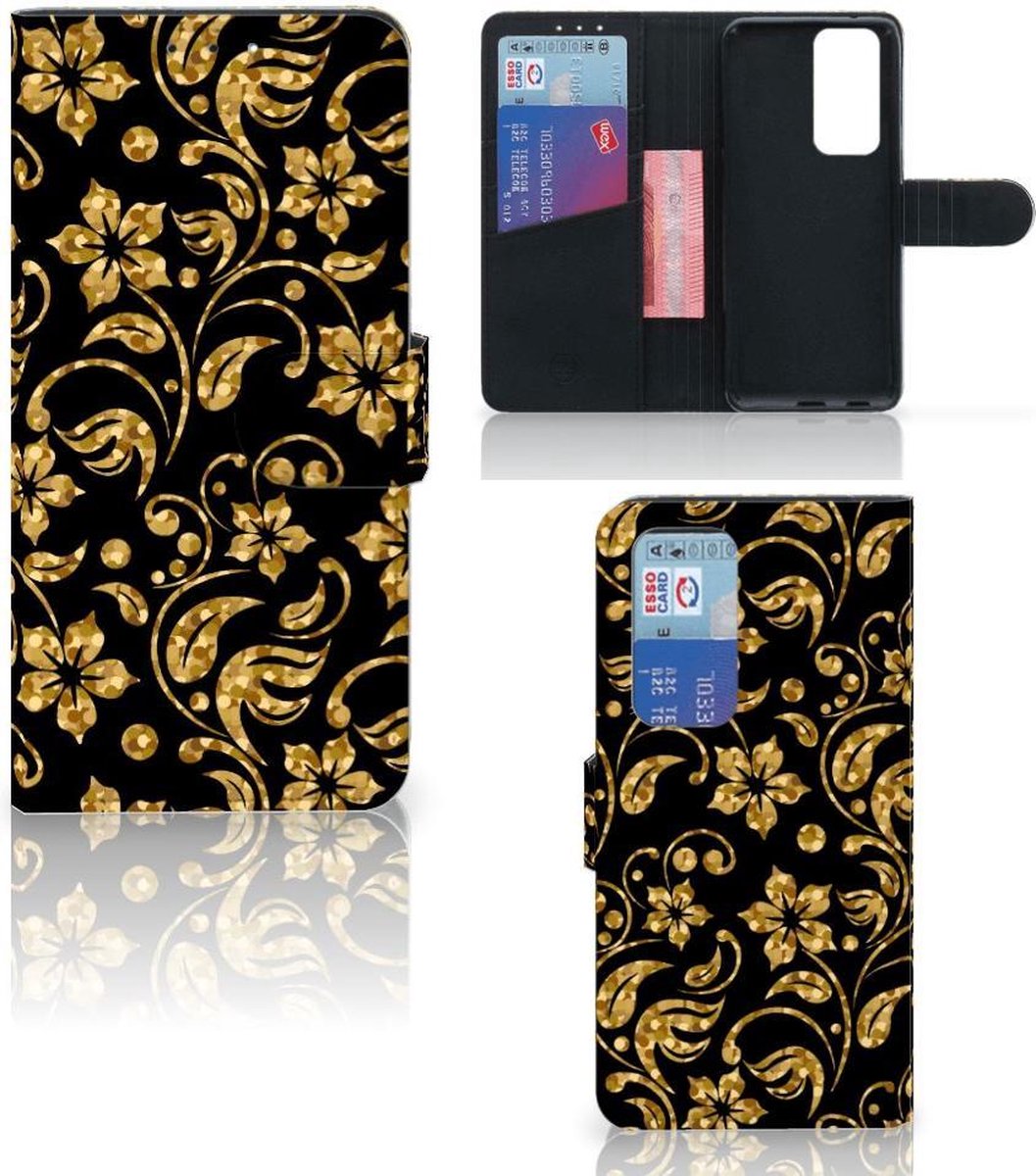 OPPO Find X3 Neo 5G Hoesje Gouden Bloemen