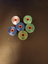 c-lon draad AA,assortiment groen blauwe tinten, 68,55m draad per klosje, 0,12mm dik, 6 stuks
