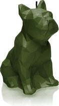 Donkergroen gelakte figuurkaars, design: Bulldog Poly Hoogte 15 cm (24 uur)