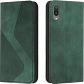 Voor Samsung Galaxy A02 Huid Voel Magnetisch S-type Effen Kleur Horizontale Flip Lederen Case met Houder & Kaartsleuf & Portemonnee (Groen)