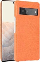 Voor Google Pixel 6 Pro Schokbestendige Krokodil Textuur PC + PU Case (Oranje)