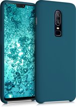 kwmobile telefoonhoesje geschikt voor OnePlus 6 - Hoesje met siliconen coating - Smartphone case in mat petrol
