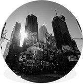 WallCircle - Wandcirkel ⌀ 30 - Manhattan, zwart-wit - Ronde schilderijen woonkamer - Wandbord rond - Muurdecoratie cirkel - Kamer decoratie binnen - Wanddecoratie muurcirkel - Woonaccessoires