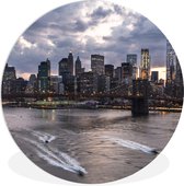 Couverture nuageuse sur feuille de plastique de cercle de mur de New York