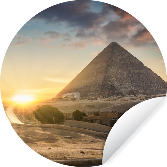 Coucher de soleil derrière la pyramide du Caire - Sticker papier peint cercle mural Egypte ⌀ 30 cm / cercle papier peint / cercle mural / cercle vivant - auto-adhésif & coupe ronde