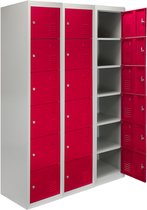 3x lockerkast metaal - rood - zesdeurs - flatpack