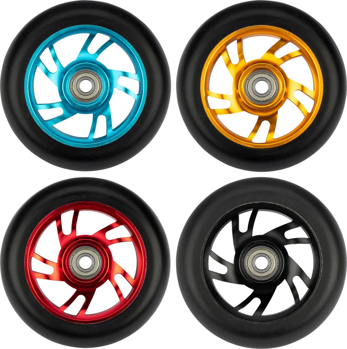Afbeelding 3 van Black Dragon Stuntstep Wielen Set - Spoked Alu - Goud/Zwart