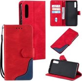 Voor Samsung Galaxy A70 Driekleurige Stiksels Kalf Textuur Horizontale Flip Lederen Case met Houder & Kaartsleuven & Portemonnee (Rood)