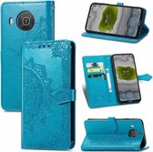 Voor Nokia X10 Mandala Bloem Reliëf Horizontale Flip Lederen Case met Beugel / Kaartsleuf / Portemonnee / Lanyard (Blauw)