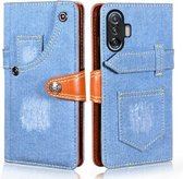 Voor Xiaomi Redmi K40 Gaming Edition Denim Horizontale Flip Lederen Case met Houder & Kaartsleuf & Portemonnee (Lichtblauw)
