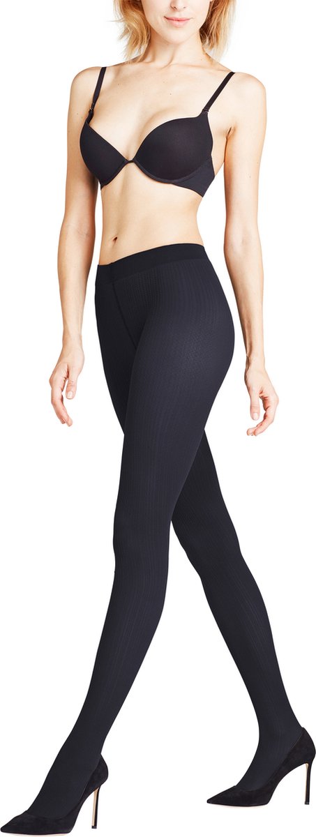 Falke Fine Rib 50 DEN dames panty - black Zwart
