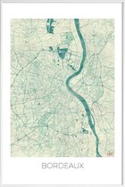 JUNIQE - Poster met kunststof lijst Bordeaux - vintage stadskaart